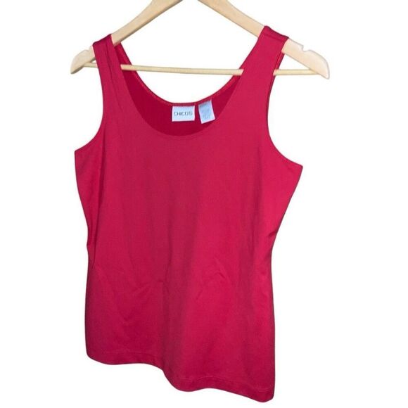 Chico’s Tank Top Red Sleeveless Stretch Scoop Neck Pullover Size S - Picture 2 of 4